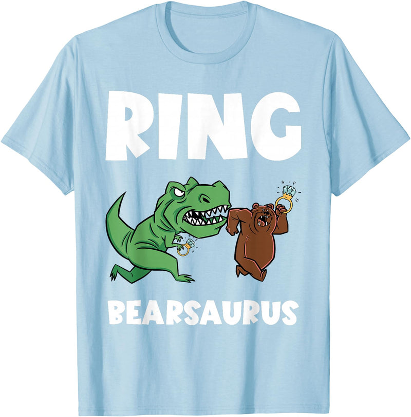 Funny Ring Bearer Wedding Ring Funny Ring Bearer Security Bear Dino Wedding Party Ring T-Shirt - Baby Blue