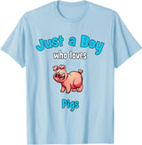 Boys Pig Shirts & Gifts for Kids Pig Shirt for Boys | Children's Pig T-Shirt - Baby Blue