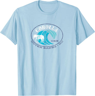 Corolla Wild Horse Shirt and Company Outerbanks NC Corolla Wild Horse T-Shirt - Baby Blue