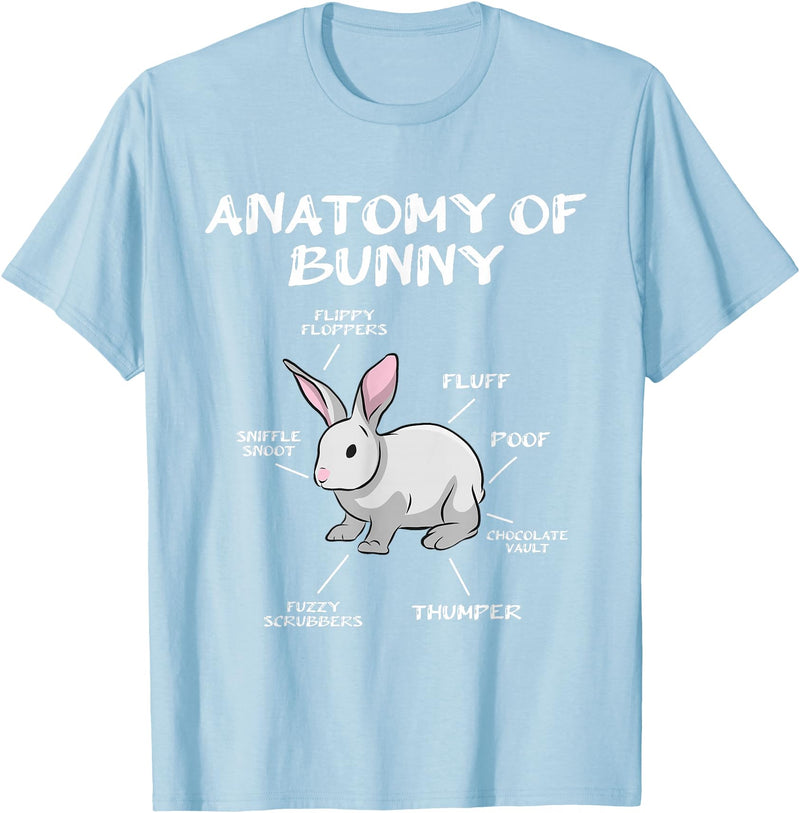 Funny Bunny Rabbit Anatomy Cute Rabbit Humor Joke T-Shirt in Baby Blue