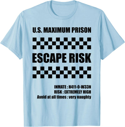 Halloween Scary Fun Tees by Wavespeech Halloween Escape Risk Prison Jail Inmate T-Shirt