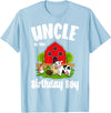 Birthday Boy Farm Animal Theme Uncle Of The Birthday Boy Farm Animal Bday Party Celebration T-Shirt - Baby Blue