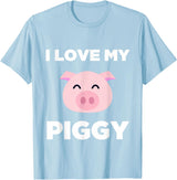 Adorable Fat Animals Tees I Love My Piggy - Funny Pet Pig Lover Cute T-Shirt T-Shirt - Baby Blue