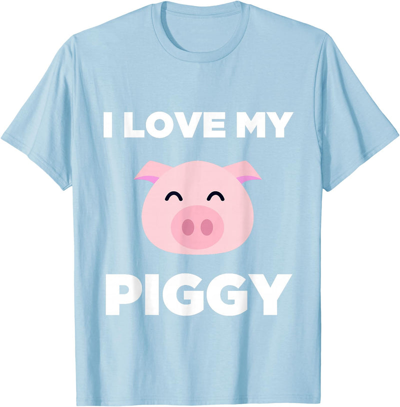 Adorable Fat Animals Tees I Love My Piggy - Funny Pet Pig Lover Cute T-Shirt T-Shirt - Baby Blue