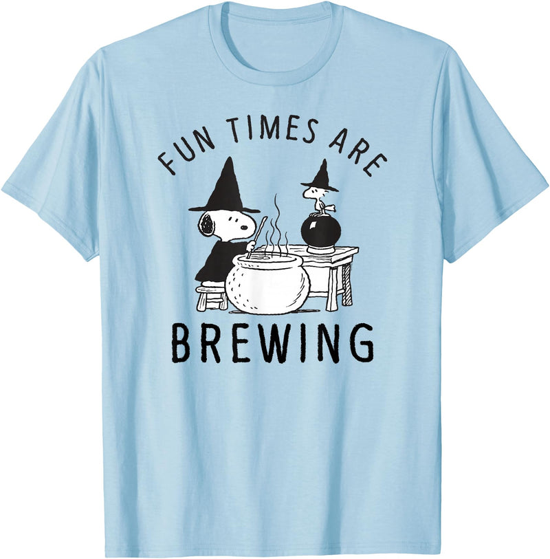 Peanuts Halloween Fun Times are Brewing T-Shirt - Baby Blue