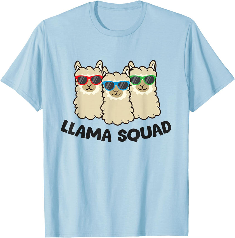 Llama Gifts For Llama Lovers Llama Squad Team Llama Matching Sunglasses LLamas T-Shirt - Baby Blue