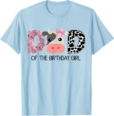 Dad of the Birthday for Girl Cow Farm Birthday Cow Daddy 1st T-Shirt