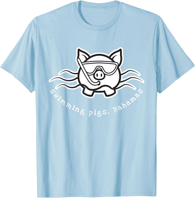 Bahamas Swimming Pigs Bahamas Swimming Pig with Mask and Snorkel T-Shirt - Baby Blue