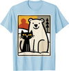 Utschki Bratschki Black Cat and Polar Bear Winter Animal Cute Snow Art T-Shirt - Baby Blue