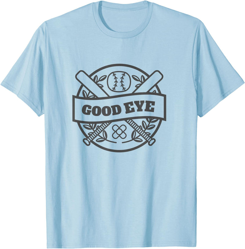 Flying Pig T Shirts Good Eye Baseball T-Shirt Humor Batter Team Sport Kids Bat T-Shirt - Baby Blue