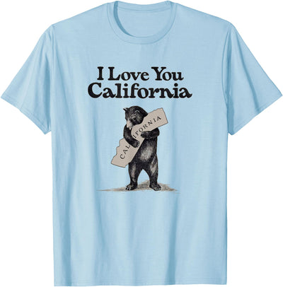 I Love You California T-Shirt, Men's White Cotton 50% Polyester 50% Casual Short Sleeve Crew Neck Small