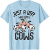 Funny Cow Lover & Owner Gift Ideas Just A Boy Who Loves Cows Farmers Cow Kids Toddler Boys T-Shirt - Baby Blue