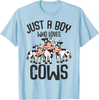 Just a Boy Who Loves Cows Farmers Cow Kids Toddler Boys T-Shirt