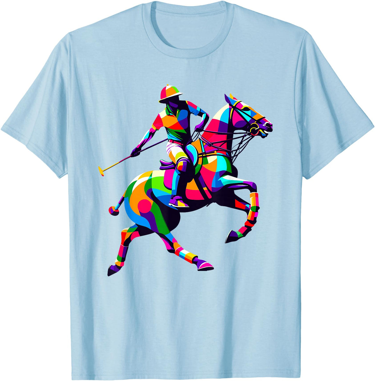 Horseback Riding Gift For An Equestrian Pop Art Polo Horseback Riding Horses Equestrian Horse T-Shirt - Baby Blue