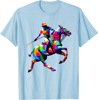 Horseback Riding Gift For An Equestrian Pop Art Polo Horseback Riding Horses Equestrian Horse T-Shirt - Baby Blue