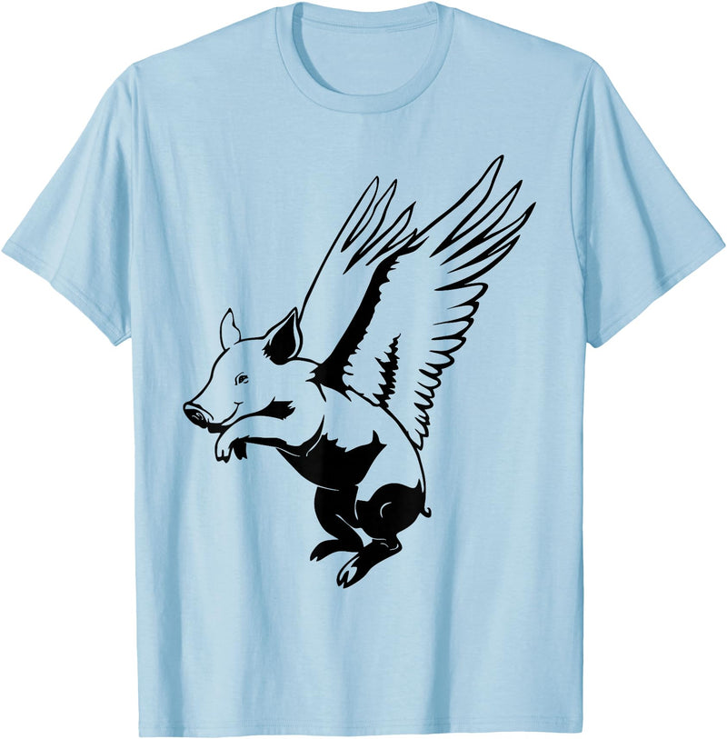 Flying Pig Funny Animals Flying Pig with Wings Fly Pig Lovers T-Shirt - Baby Blue