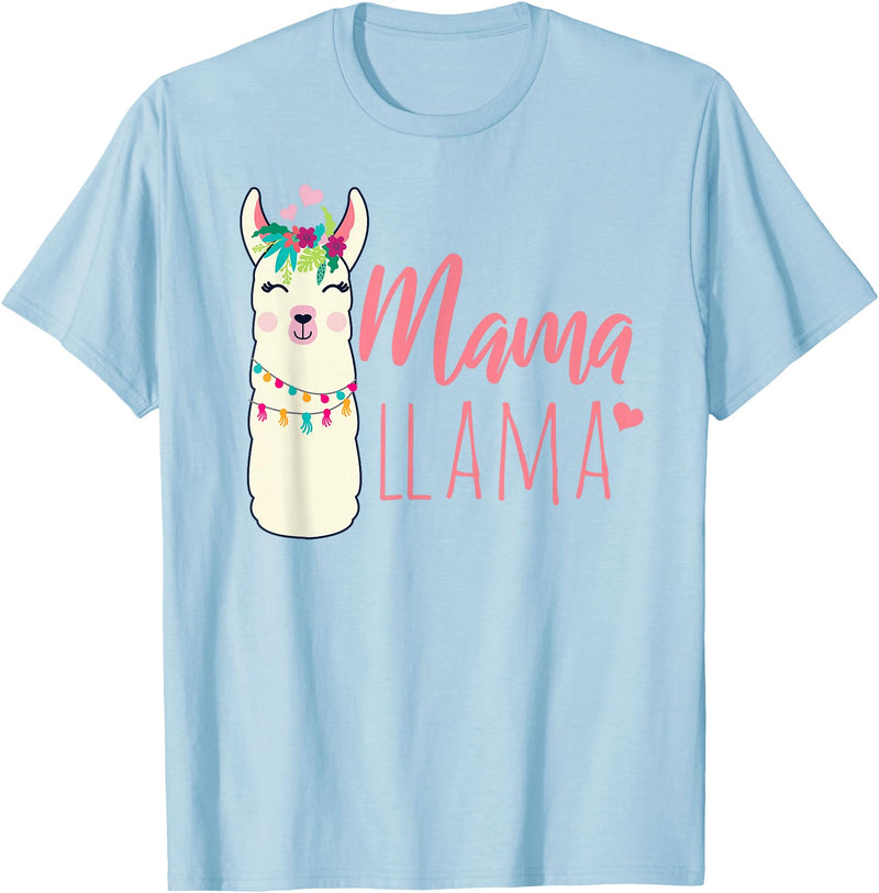 ADVENTURE ALPACA LLAMAS Designs MAMA LLAMA Funny Mother Lamas Meme T-Shirt - Baby Blue