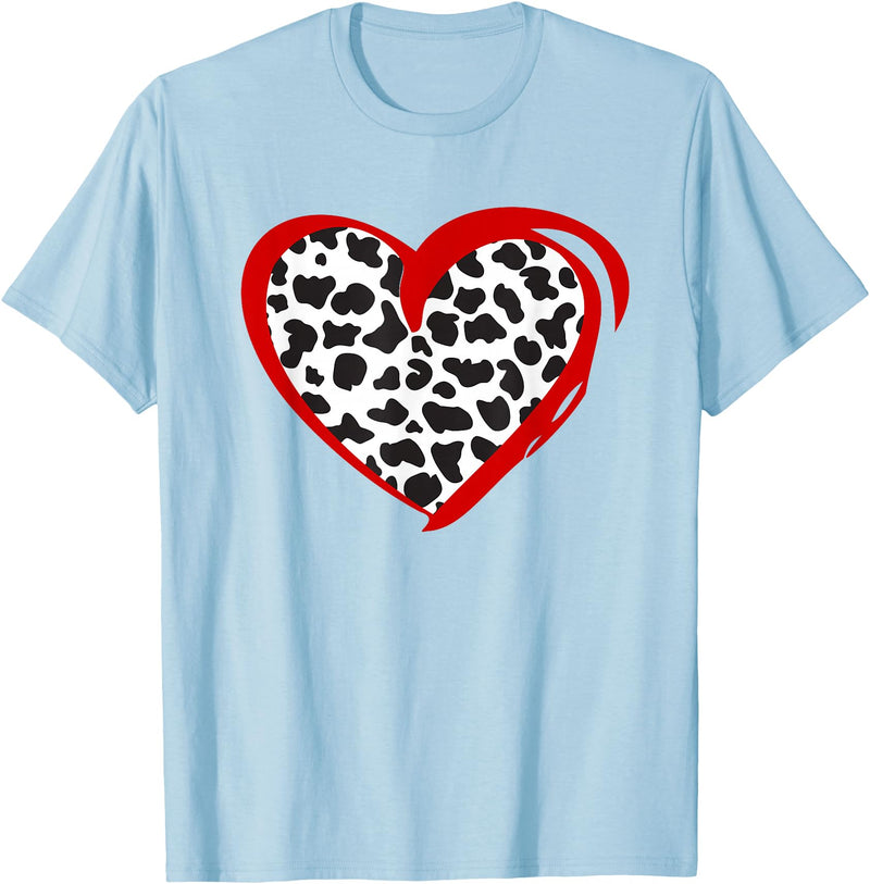 Cow Pattern Clothing for Cow Lover Heart Cow Print T-Shirt - Baby Blue