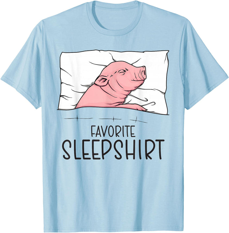 Sleeping & Napping Shirt Gifts For Nap Lovers Favorite Sleepshirt, Napping Pig, Piglet & Piggy Pajama T-Shirt - Baby Blue