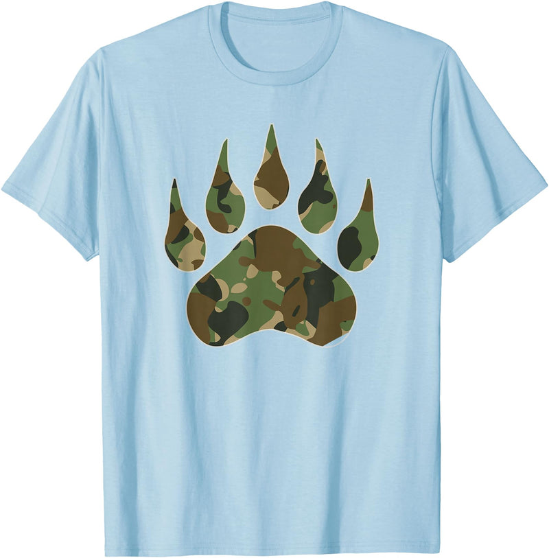 Camo Lover Camo Bear Claw Camouflage for Men Women T-Shirt - Baby Blue
