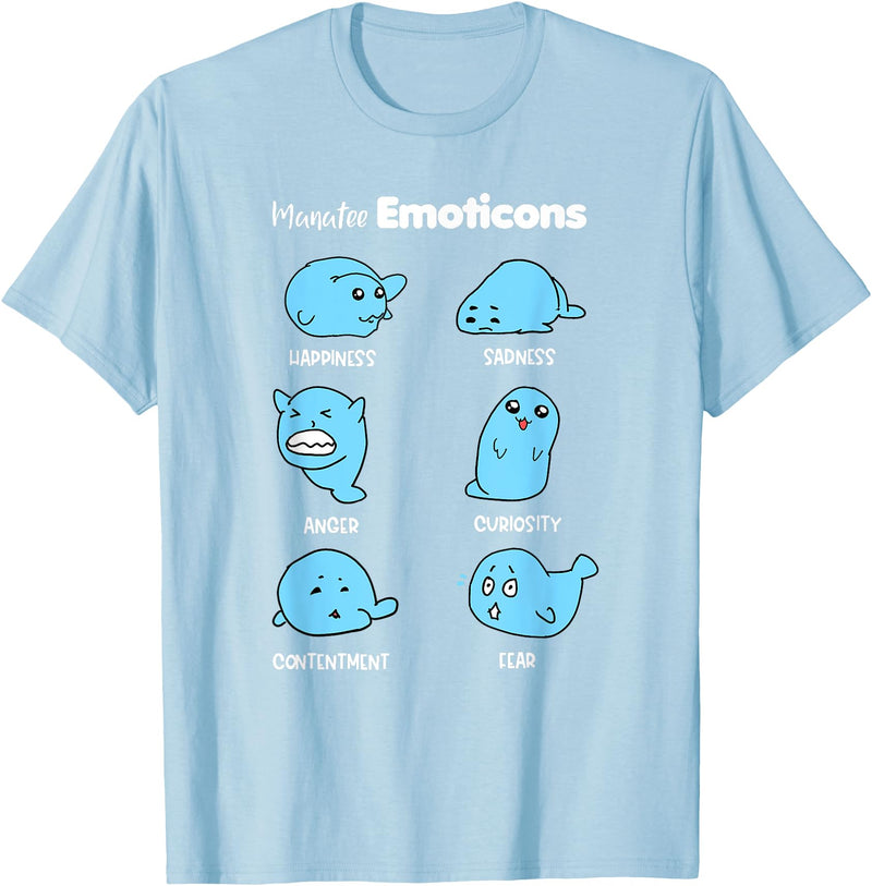 Marine Biology Life Emoticons Giant Mammals Gift Funny Manatee Emotions Funny Expression Unique Sea Cow Lover T-Shirt - Baby