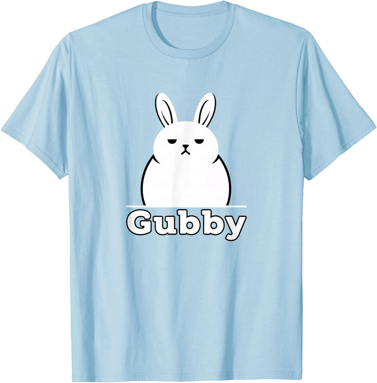 Gubby Rabbit Anime Funny Character Cute Grumpy Bunny T-Shirt in Baby Blue