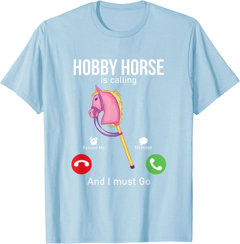 Funny Hobby Horsing Gifts For Hobby Horse Riders Unisex-Adult Black Cotton Blend T-Shirt Small Classic Fit Short Sleeve - Baby Blue