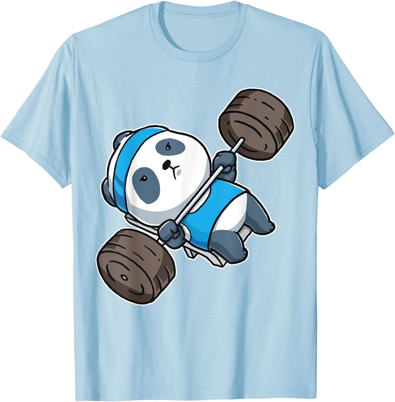BCC Funny Panda Shirts & Panda Bear Gifts Panda Bear Gym Workout Training Bench Press Weight Lifting T-Shirt - Baby Blue