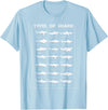 I Love Sharks Design T-Shirts 360 21 Types of Shark | Marine Biology Gift T-Shirt - Baby Blue