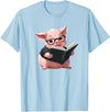 Book Lovers Pig reading Books Cute Pig is reading a Book, Reading Pig T-Shirt - Baby Blue