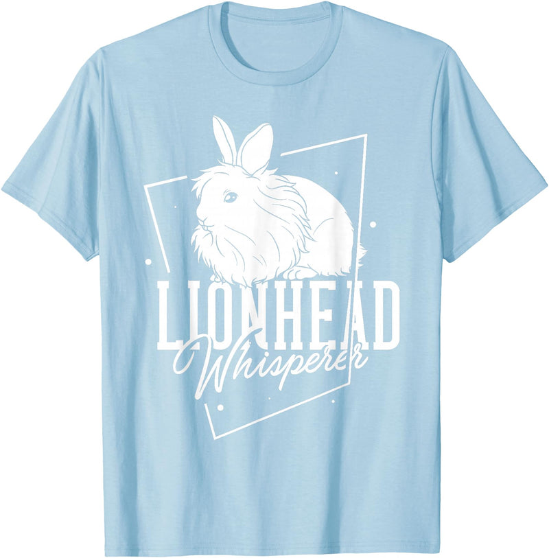 Lionhead Rabbit Gift Bunny Funny T-Shirt in Baby Blue