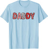 Retro Christmas Valentine Matching Family Tees Hearts Buffalo Plaid Dad Daddy Valentines Day T-Shirt - Baby Blue