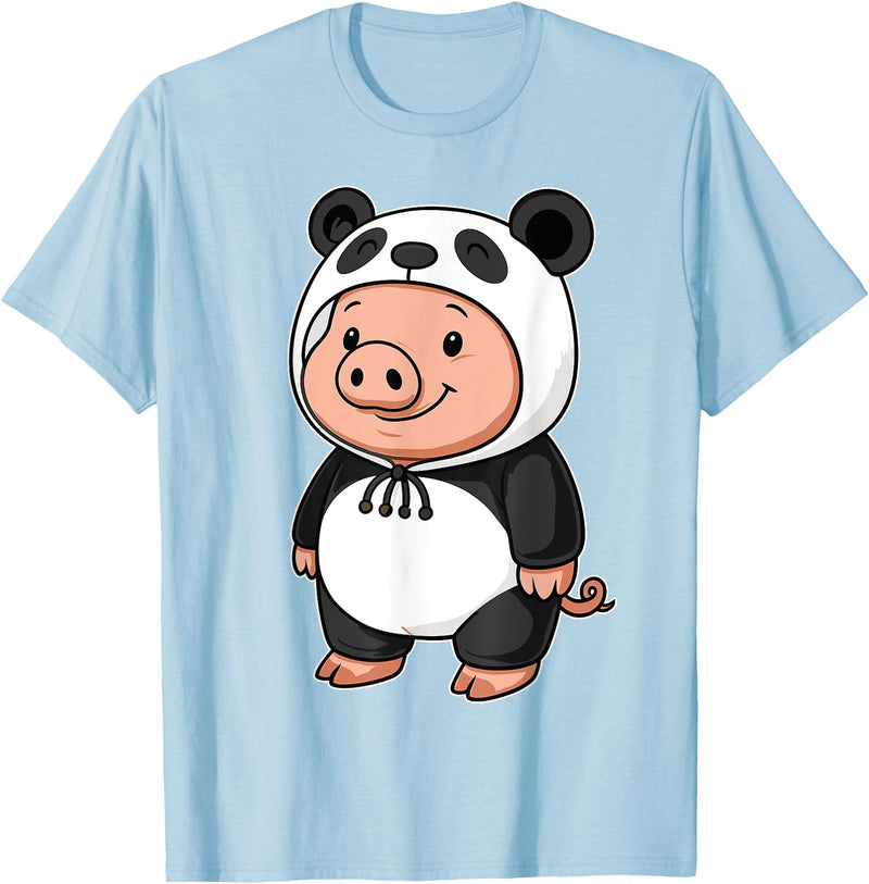 Pig In Panda Costume Kawaii Design Kawaii Pig In Panda Costume for Girls kids Pig Lover T-Shirt - Baby Blue