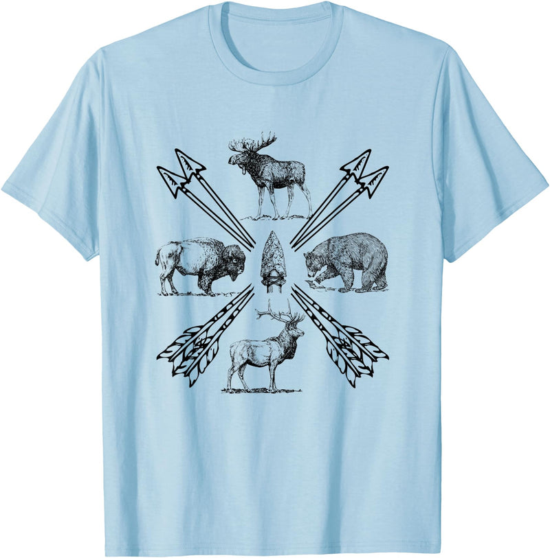 Moose Buffalo Bear Elk Wildlife Animals Moose Buffalo Bear Elk Wildlife Outdoorsman T-Shirt - Baby Blue