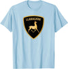Llamaghini Apparel Co Llamaghini Funny Hillarious Llama Emblem Parody Fun Design T-Shirt - Baby Blue