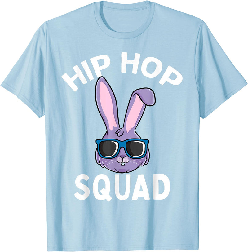 Hip Hop Squad Funny Happy Easter Bunny Rabbit Children Boys T-Shirt in Baby Blue