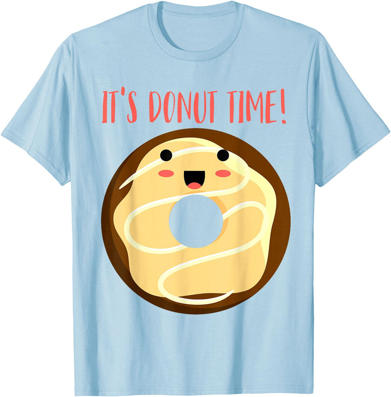 Green Cow Land It's Donut Time! Doughnut Funny T-Shirt - Baby Blue