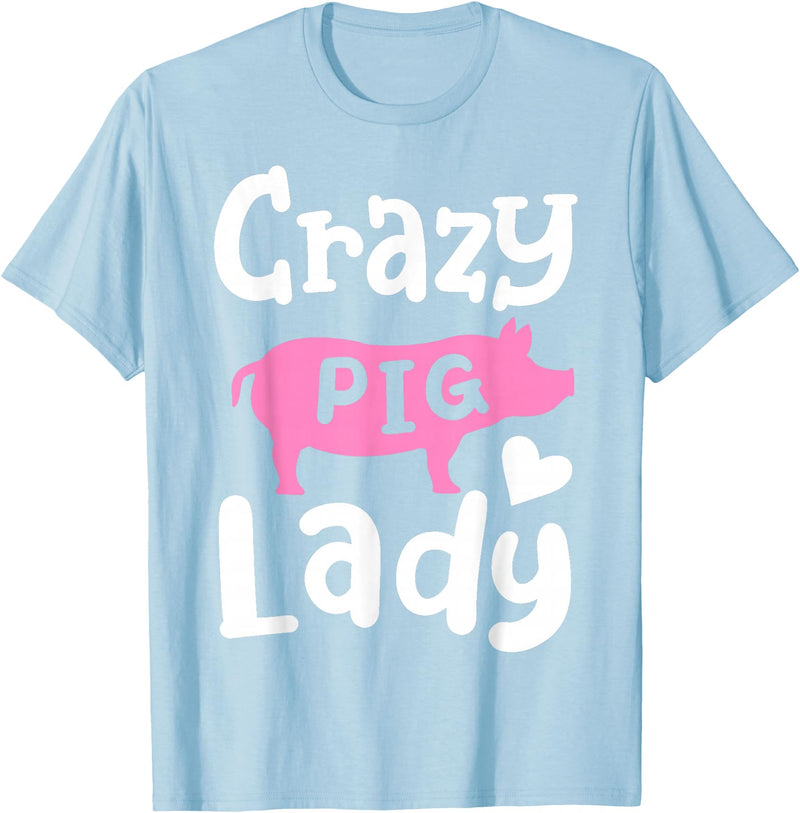 Pig Farm Store Co. Pig Crazy Pig Lady T-Shirt - Baby Blue