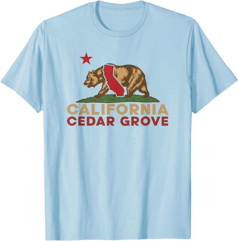 California Bear Vintage Cedar Grove West Coast Cedar Grove California Vintage Bear Retro State Pride T-Shirt - Baby Blue