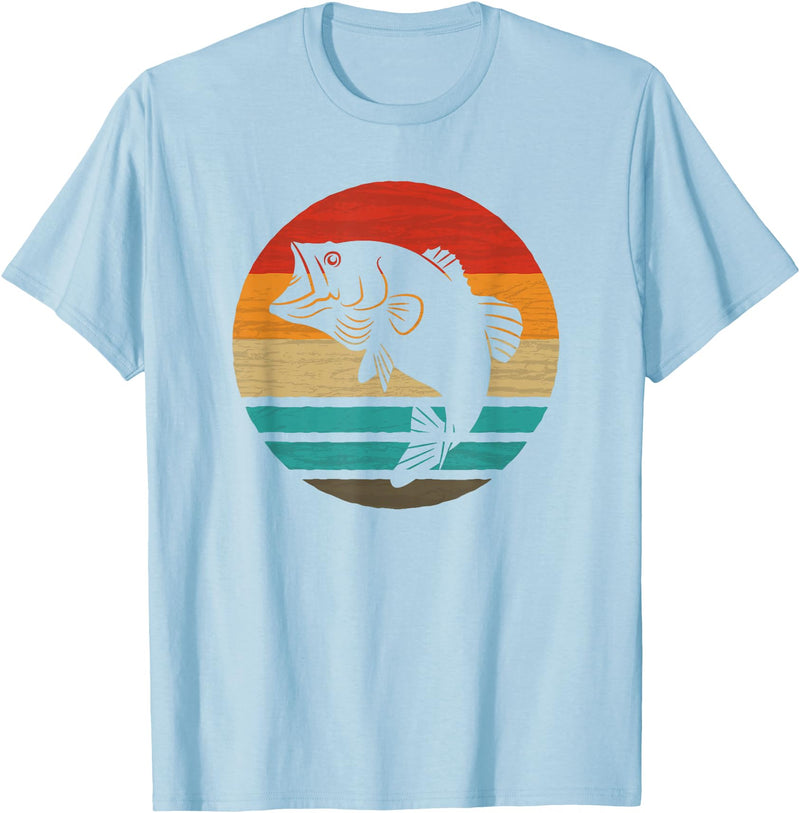 Fishing Accessories & Clothing Gifts Women Men Fish Retro Style Vintage T-Shirt - Baby Blue
