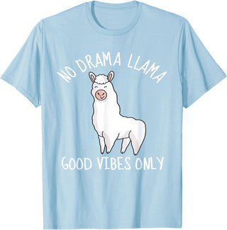 Llama Lama Llma Lamma No Drama Items Supplies Llama Love Good Vibes School Girls Kids Women Teens Gift T-Shirt - Baby Blue