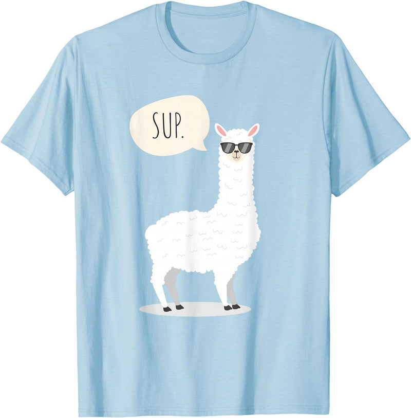 Funny & Cute Llama Gifts by OMG Sup No Drama Llama Alpaca T-Shirt - Baby Blue