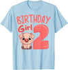 Pig Birthday 2 Cute Girl Farm Party Apparel Pig 2nd Birthday Girl Party Oink Farm Hog Farmyard Piggy T-Shirt - Baby Blue