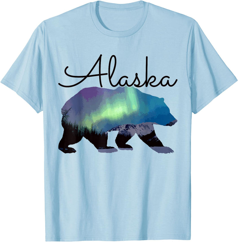 We Love Alaska Alaska Grizzly Bear USA Souvenir T-Shirt - Baby Blue