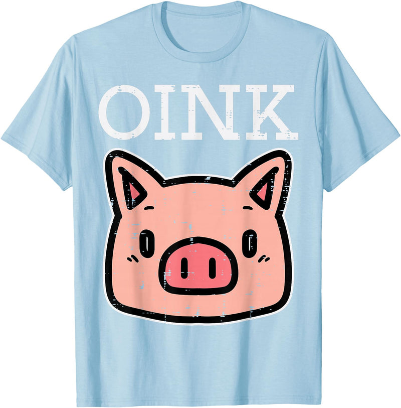 Pig Lover Shirts For Men Women Kids Oink Pig Face Cute Hog Head Girls Boys Kids Toddler Women T-Shirt - Baby Blue