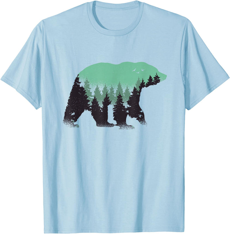 Grizzly Bear - Outdoor Apparel Bear Forest Nature Grizzly Hiking Outdoor Hunting Gift T-Shirt - Baby Blue