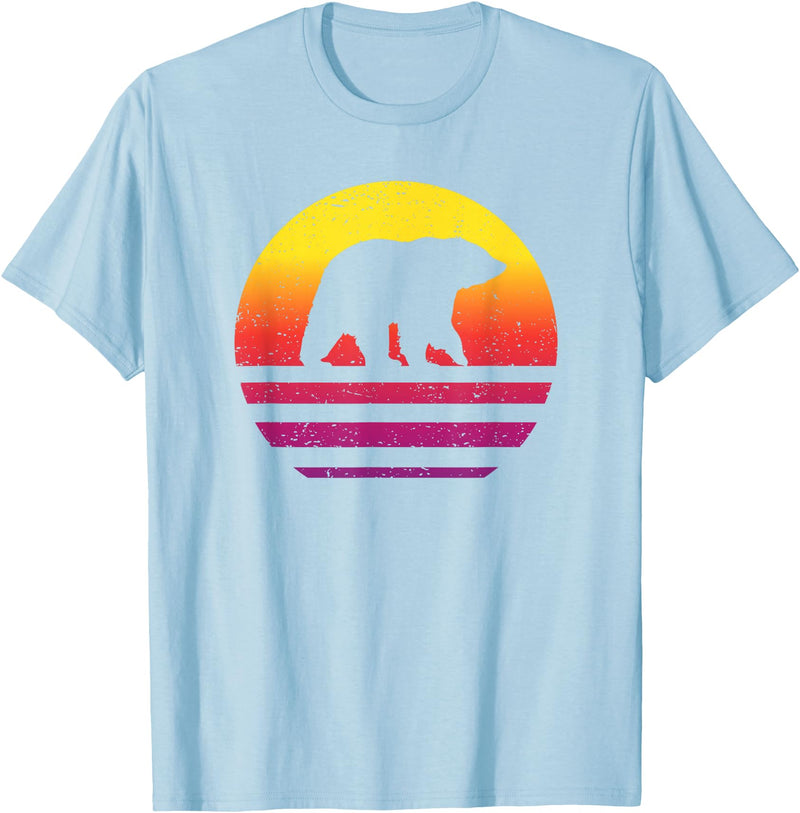Bear Accessories & Clothing Gifts Women Men Kids Bear Retro Style Vintage T-Shirt - Baby Blue