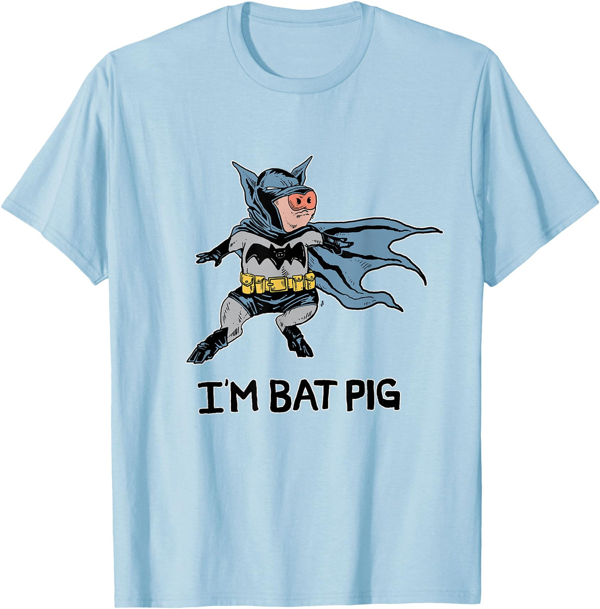Ink Your Verse I'm Bat Pig T-Shirt - Baby Blue