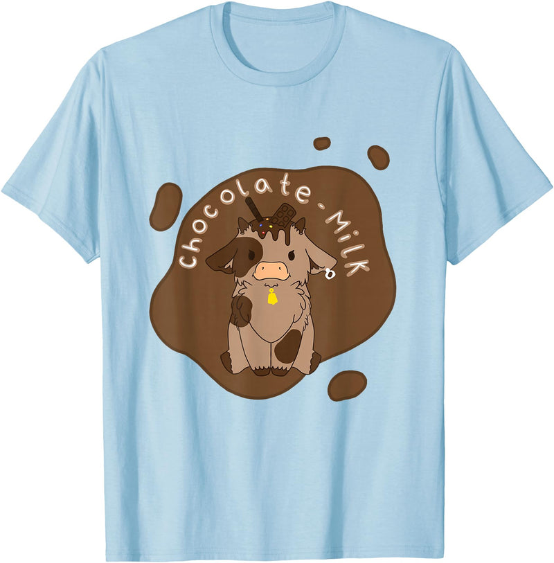 Cute Kawaii Merch Kawaii Chocolate Milk Cow T-Shirt - Baby Blue