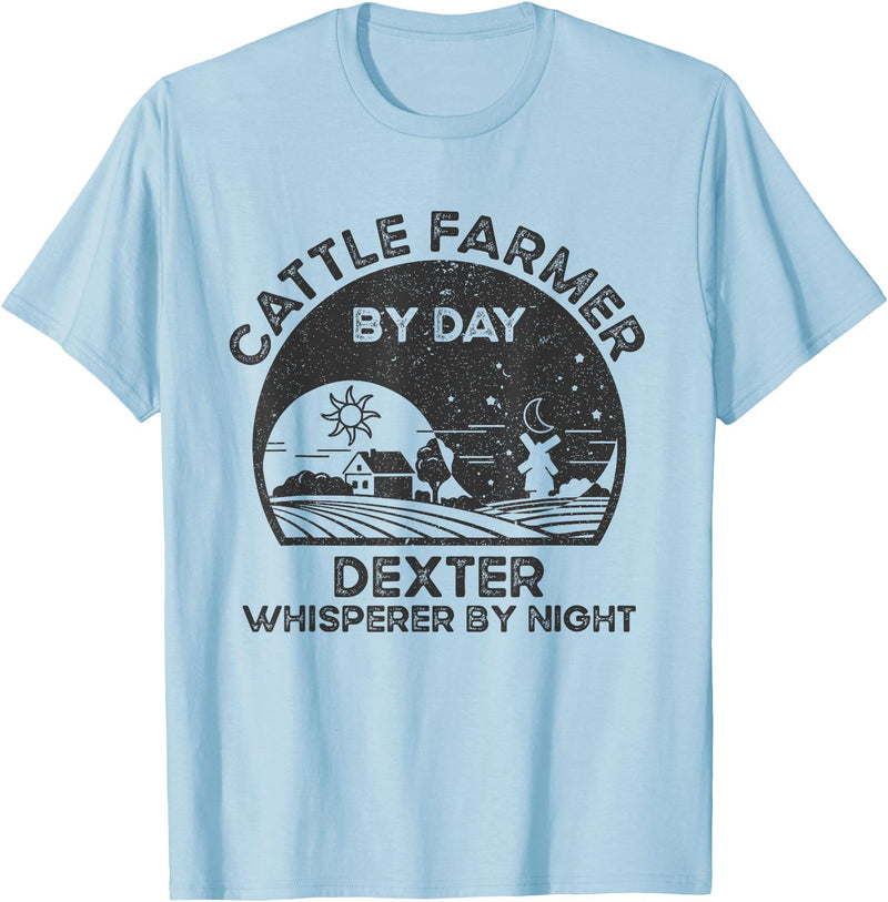 Funny Dexter Gift for Men, Women, Dad & Mom Cattle Farmer Whisperer Cow Rancher - Dexter T-Shirt - Baby Blue